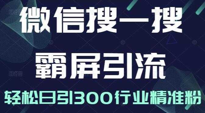 《微信搜一搜霸屏引流课》被动精准引流，轻松日引300行业精准粉-玻哥网络技术工作室