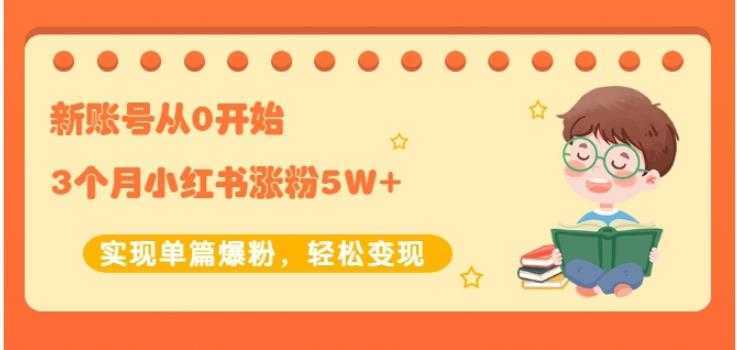 生财小红书涨粉变现：新账号从0开始3个月小红书涨粉5W+实现单篇爆粉-玻哥网络技术工作室