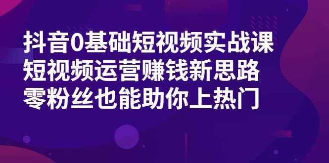 抖音0基础短视频实战课，短视频运营赚钱新思路，零粉丝也能助你上热门-玻哥网络技术工作室