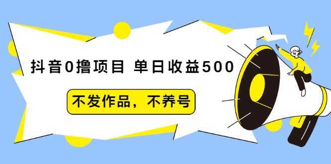 抖音0撸项目：单日收益500，不发作品，不养号-玻哥网络技术工作室