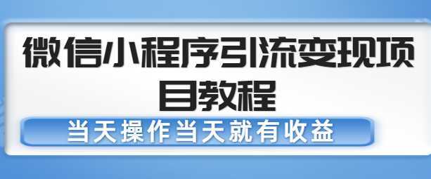 微信小程序引流变现项目教程，当天操作当天就有收益，变现不再是难事-玻哥网络技术工作室