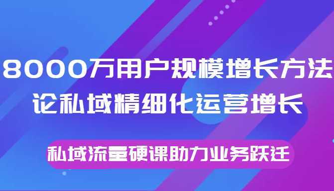 8000万用户规模增长方法论私域精细化运营增长，私域流量硬课助力业务跃迁-玻哥网络技术工作室