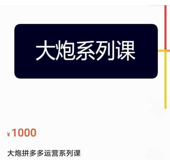 大炮拼多多运营系列课，各类​玩法合集，拼多多运营玩法实操-玻哥网络技术工作室