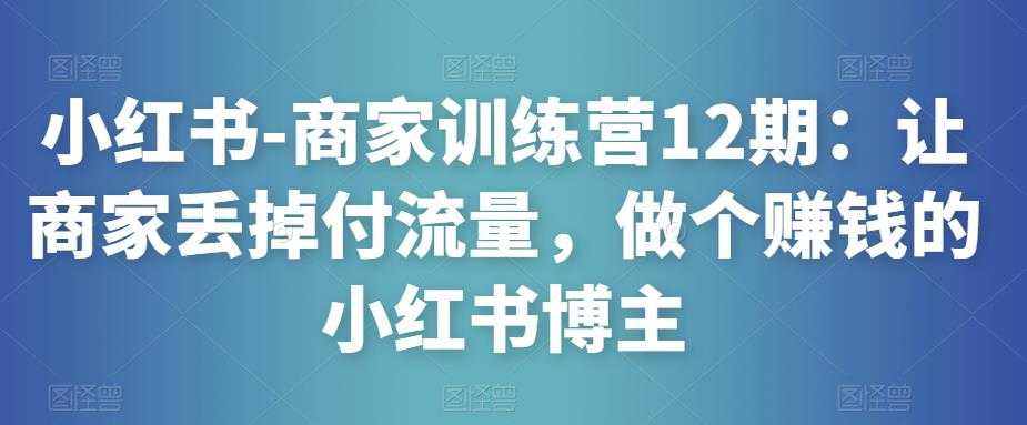 小红书-商家训练营12期：让商家丢掉付流量，做个赚钱的小红书博主-玻哥网络技术工作室