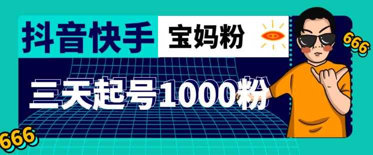 抖音快手三天起号涨粉1000宝妈粉丝的核心方法【详细玩法教程】-玻哥网络技术工作室