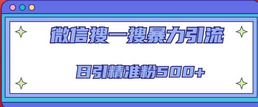 微信搜一搜引流全系列课程，日引精准粉500+（8节课）-玻哥网络技术工作室