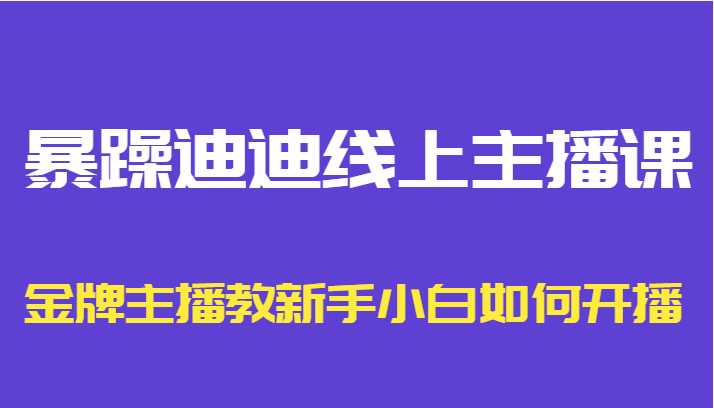 暴躁迪迪线上主播课，金牌主播教新手小白如何开播-玻哥网络技术工作室