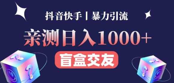 日收益1000+的交友盲盒副业丨有手就行的抖音快手暴力引流-玻哥网络技术工作室