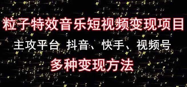 黄岛主《粒子特效音乐短视频变现项目》主攻平台抖音、快手、视频号多种变现方法-玻哥网络技术工作室