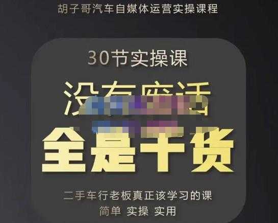 胡子哥·汽车自媒体运营实操课，汽车新媒体二手车短视频运营教程-价值8888元-玻哥网络技术工作室