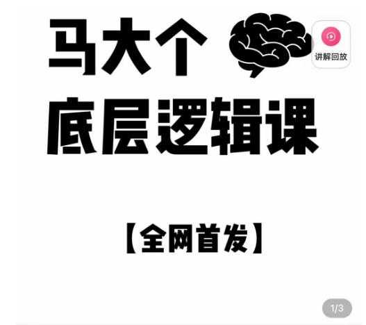 马大个·底层逻辑课，51节底层逻辑智慧课-价值1980元-玻哥网络技术工作室