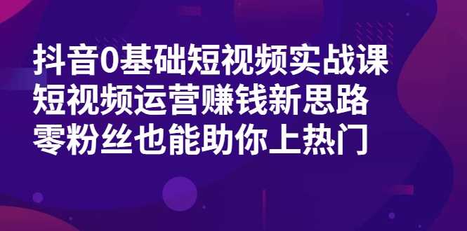 抖音0基础短视频实战课，短视频运营赚钱新思路，零粉丝也能助你上热门-玻哥网络技术工作室