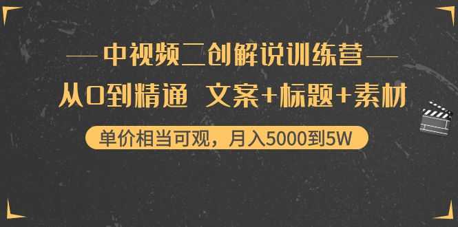 中视频二创解说训练营：从0到精通 文案+标题+素材、月入5000到5W-玻哥网络技术工作室