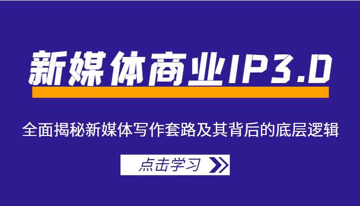 新媒体商业IP3.0，全面揭秘新媒体写作套路及其背后的底层逻辑（价值1299元）-玻哥网络技术工作室