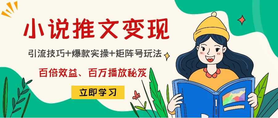 小说推文训练营：引流技巧+爆款实操+矩阵号玩法，百倍效益、百万播放秘笈-玻哥网络技术工作室