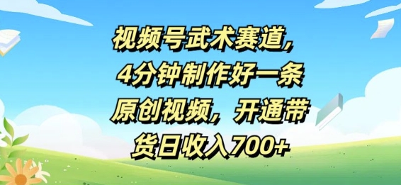 视频号武术赛道，4分钟制作好一条原创视频，开通带货日收入几张-玻哥网络技术工作室