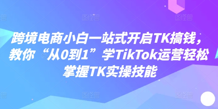 跨境电商小白一站式开启TK搞钱，教你“从0到1”学TikTok运营轻松掌握TK实操技能-玻哥网络技术工作室