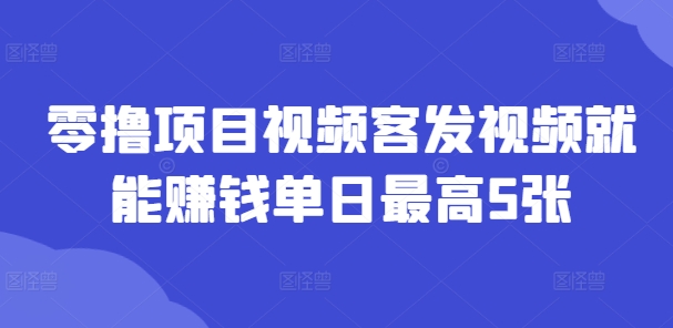 零撸项目视频客发视频就能赚钱单日最高5张-玻哥网络技术工作室