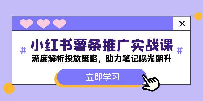 小红书-薯 条 推 广 实战课：深度解析投放策略，助力笔记曝光飙升-玻哥网络技术工作室