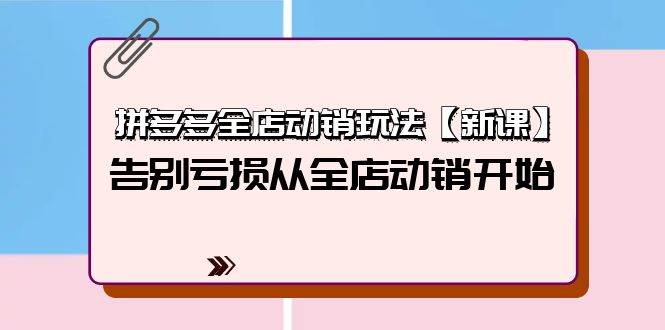 拼多多全店动销玩法【新课】，告别亏损从全店动销开始（4节视频课）-玻哥网络技术工作室