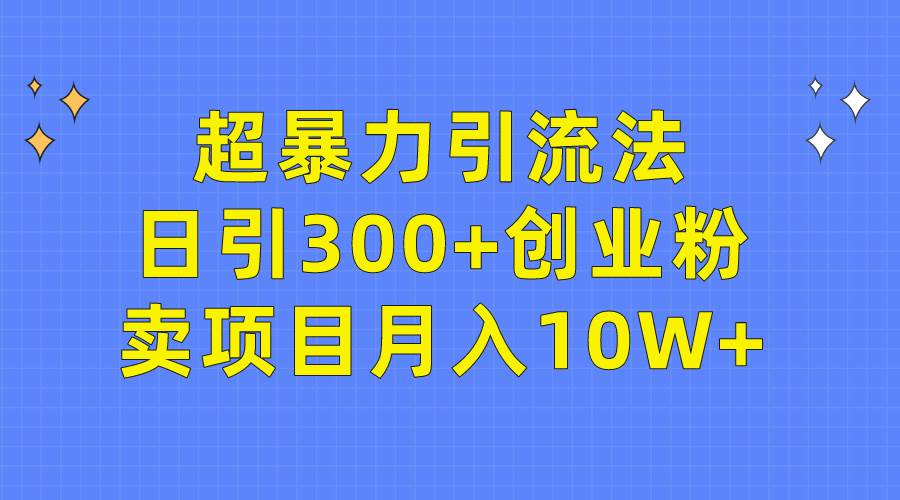 超暴力引流法，日引300+创业粉，卖项目月入10W+-玻哥网络技术工作室