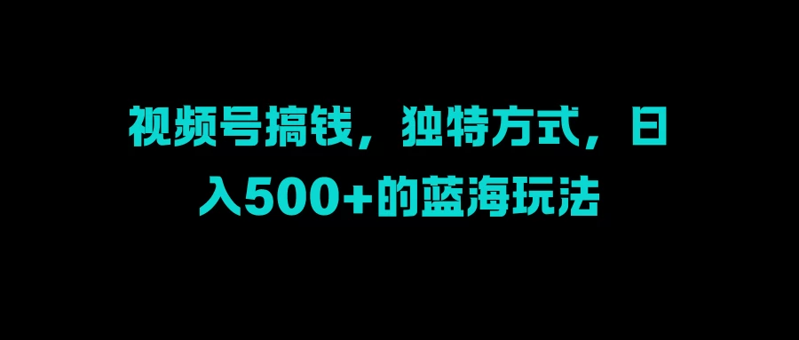 视频号搞钱，独特方式，日入500+的蓝海玩法-玻哥网络技术工作室