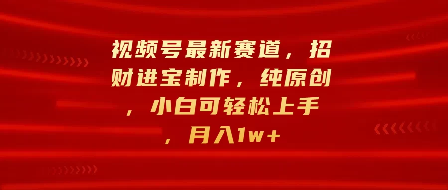 视频号最新赛道，招财进宝制作，纯原创，小白可轻松上手，月入1w+-玻哥网络技术工作室