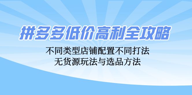 （12897期）拼多多低价高利全攻略：不同类型店铺配置不同打法，无货源玩法与选品方法-玻哥网络技术工作室