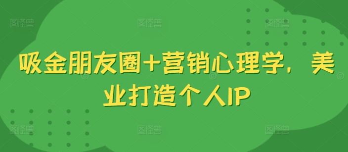 吸金朋友圈+营销心理学，美业打造个人IP-玻哥网络技术工作室