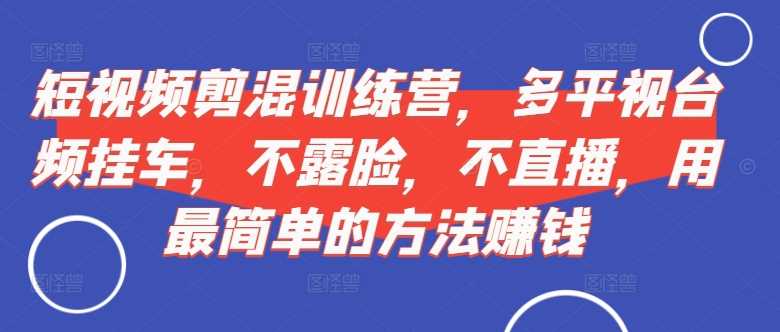 短视频‮剪混‬训练营，多平‮视台‬频挂车，不露脸，不直播，用最简单的方法赚钱-玻哥网络技术工作室