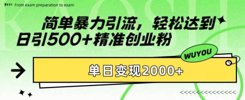 简单暴力引流，轻松达到日引500+精准创业粉，单日变现2k【揭秘】-玻哥网络技术工作室