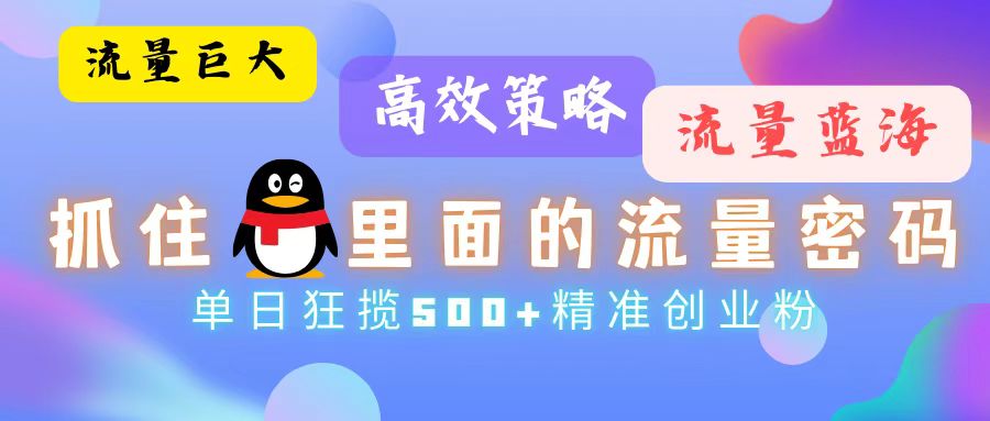 （13068期）流量蓝海，抓住QQ里面的流量密码！高效策略，单日狂揽500+精准创业粉-玻哥网络技术工作室