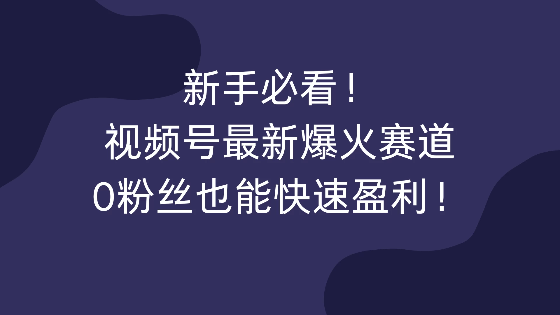 新手必看！视频号最新爆火赛道，0粉丝也能快速盈利！-玻哥网络技术工作室