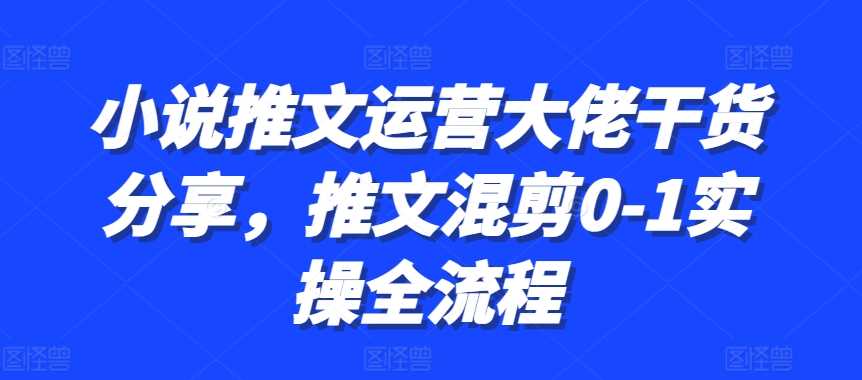 小说推文运营大佬干货分享，推文混剪0-1实操全流程-玻哥网络技术工作室