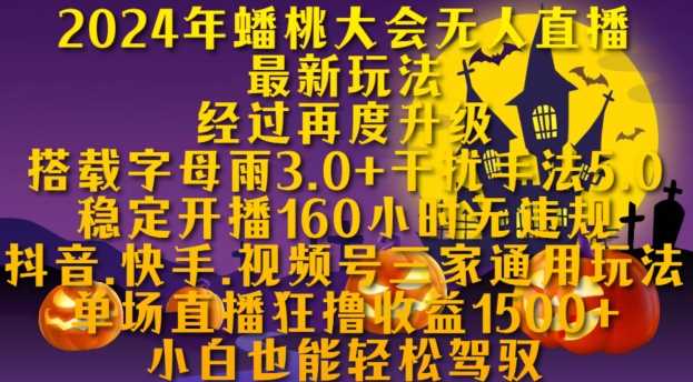 2024年蟠桃大会无人直播最新玩法，稳定开播160小时无违规，抖音、快手、视频号三家通用玩法【揭秘】-玻哥网络技术工作室