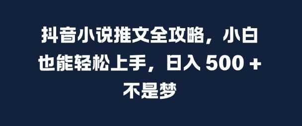 抖音小说推文全攻略，小白也能轻松上手，日入 5张+ 不是梦【揭秘】-玻哥网络技术工作室