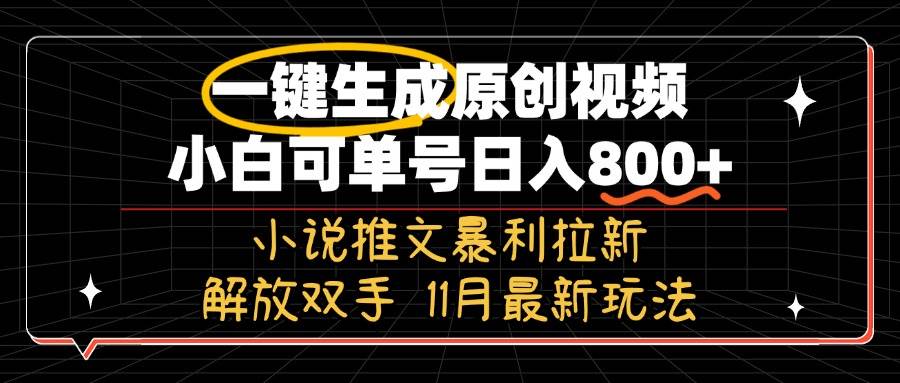 （13215期）11月最新玩法小说推文暴利拉新，一键生成原创视频，小白可单号日入800+…-玻哥网络技术工作室