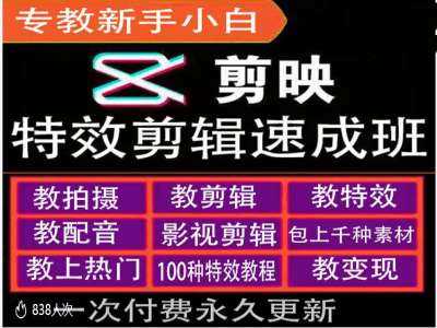 剪映特效教程和运营变现教程，特效剪辑速成班，专教新手小白-玻哥网络技术工作室