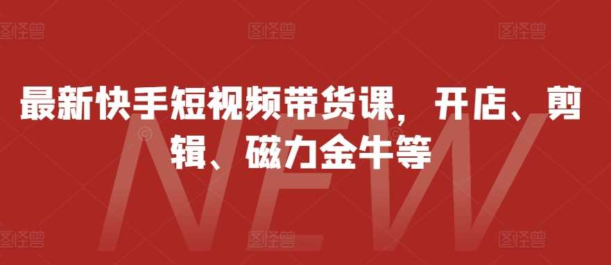 最新快手短视频带货课，开店、剪辑、磁力金牛等-玻哥网络技术工作室