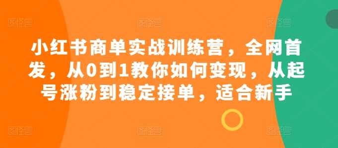 小红书商单实战训练营，全网首发，从0到1教你如何变现，从起号涨粉到稳定接单，适合新手-玻哥网络技术工作室