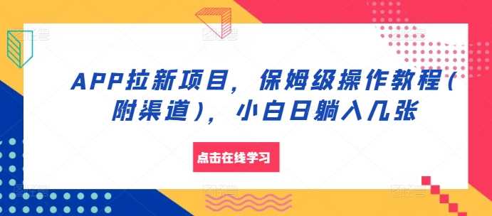 APP拉新项目，保姆级操作教程(附渠道)，小白日躺入几张【揭秘】-玻哥网络技术工作室