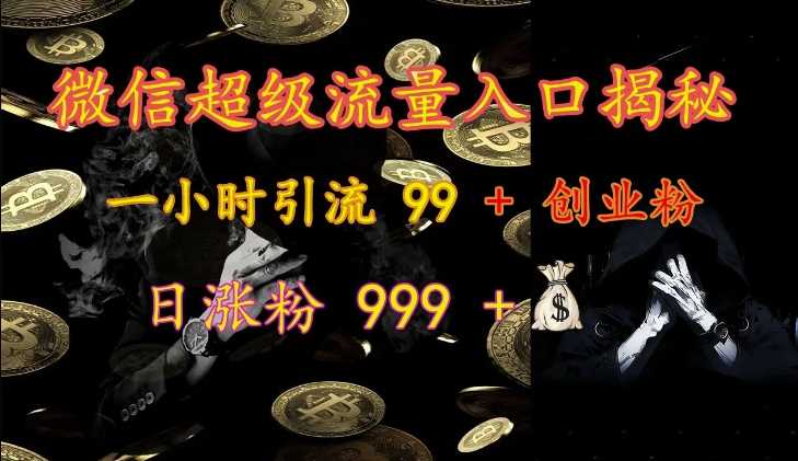 微信超级流量入口揭秘：一小时引流 99 + 创业粉，日涨粉 999 +-玻哥网络技术工作室