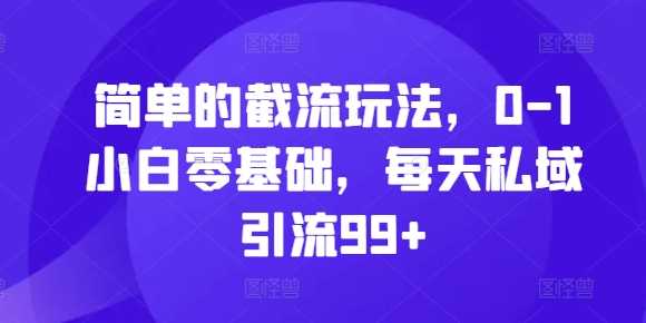 简单的截流玩法，0-1小白零基础，每天私域引流99+【揭秘】-玻哥网络技术工作室