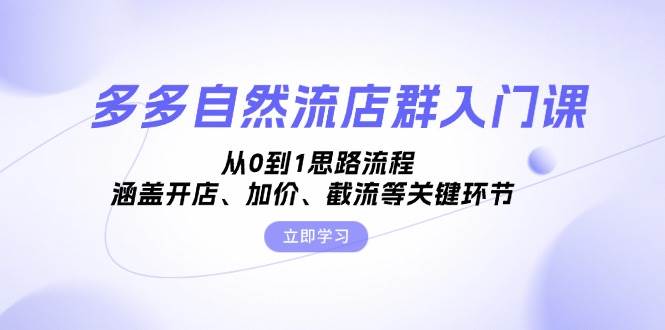 （13279期）多多自然流店群入门课，从0到1思路流程，涵盖开店、加价、截流等关键环节-玻哥网络技术工作室