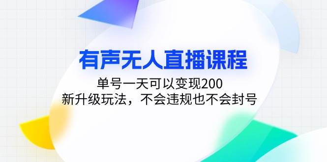 （13287期）有声无人直播课程，单号一天可以变现200，新升级玩法，不会违规也不会封号-玻哥网络技术工作室