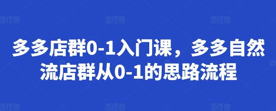 多多店群0-1入门课，多多自然流店群从0-1的思路流程-玻哥网络技术工作室