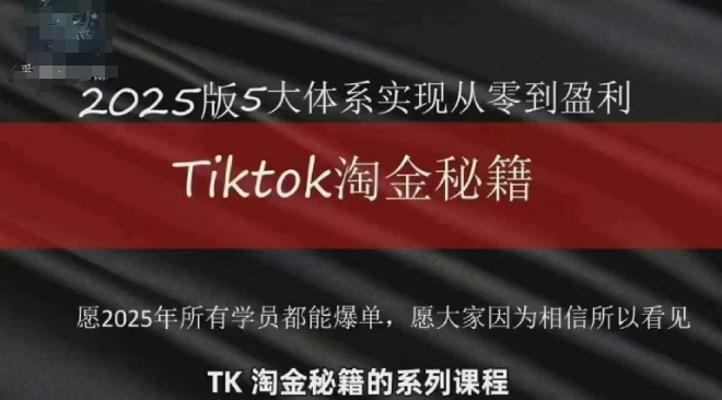 TikTok跨境2025淘金秘籍，​2025TikTok从0到盈利变现-玻哥网络技术工作室