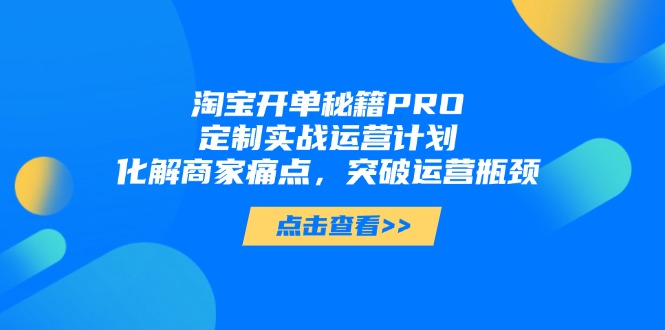 淘宝开单秘籍PRO，定制实战运营计划，化解商家痛点，突破运营瓶颈-玻哥网络技术工作室