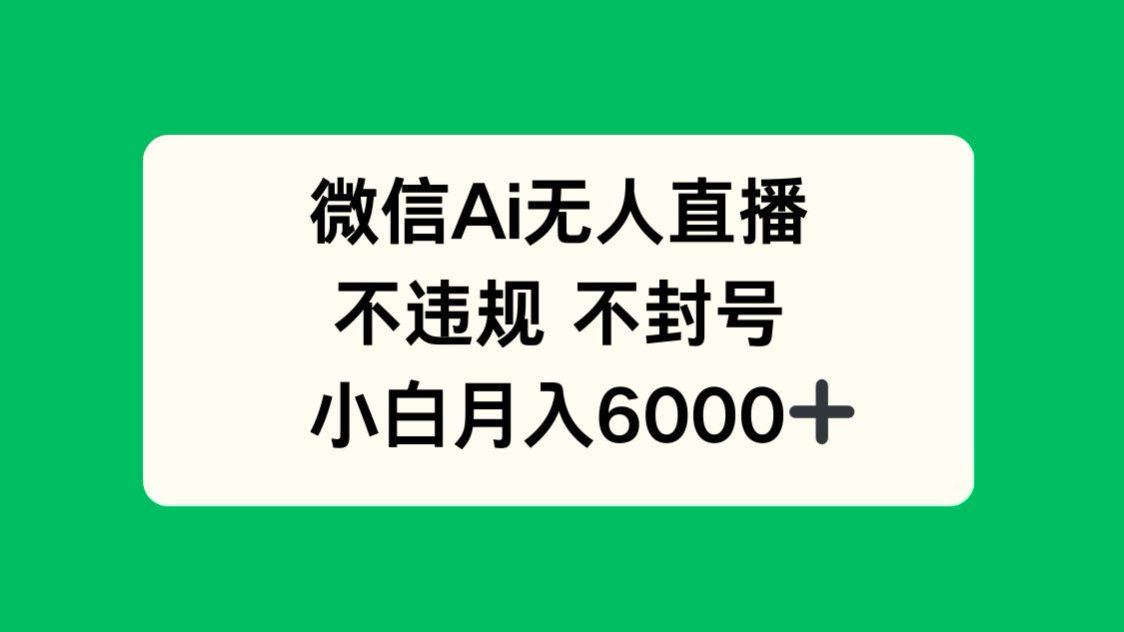 微信AI无人直播，不违规 不封号 ，小白月入6000+-玻哥网络技术工作室