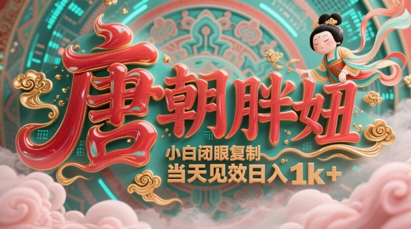 用AI克隆“唐朝胖妞”日更3条，平台疯狂推流，小白闭眼复制，当天见效，日入1k+-玻哥网络技术工作室